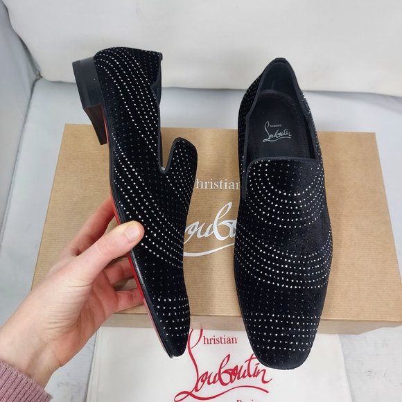 Christian Louboutin Men's Dandy Chick Black Crystal Shoe Loafer - Picture 1 of 10